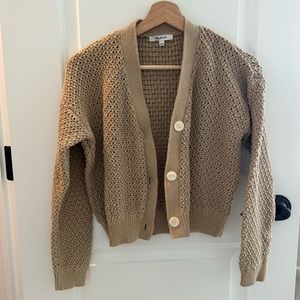 Madewell open-stitch crop cardigan sweater in Heather Brown Sugar Size S